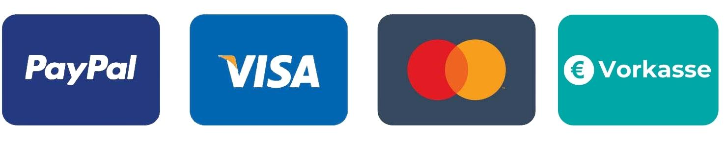 Paypal VISA Mastercard Vorkasse